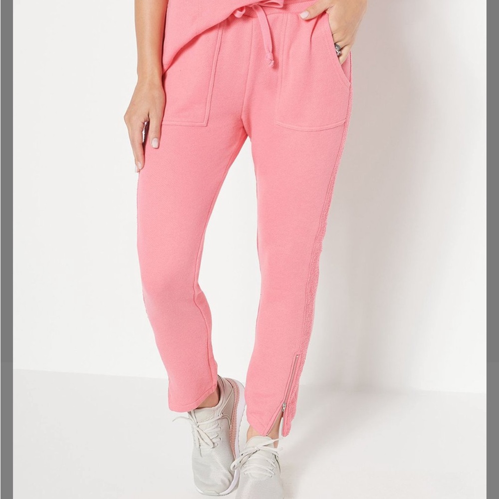 Papaya pink track-striped pocket jogger - junior plus